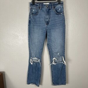 Abercrombie & Fitch Jeans Womens 27/4L Ankle Straight Ultra High Rise Distressed